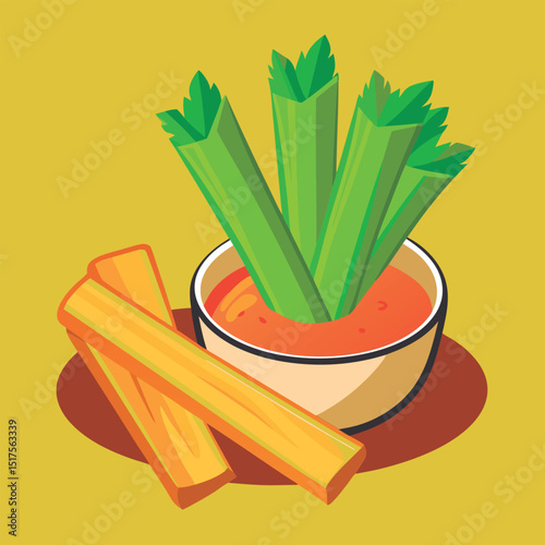 Celery sticks in a flavorful dip.