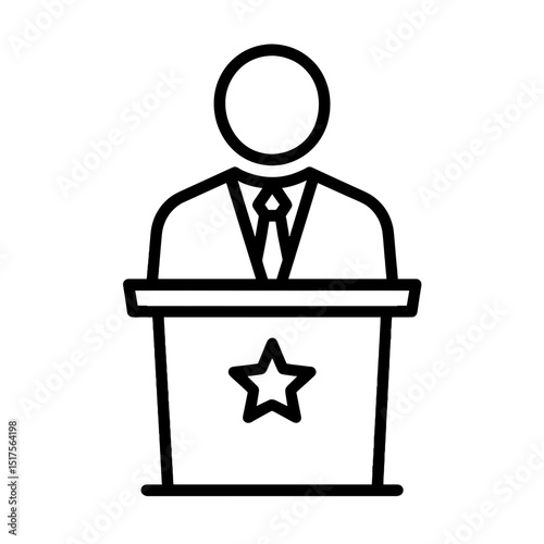 Congressman Icon – Politician Standing at Podium with Star Emblem