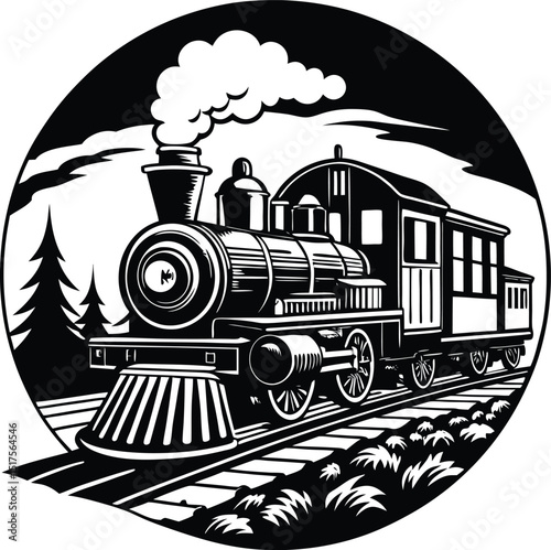 Old Steam Train Svg for Cricut, Silhouette, Railway Locomotive