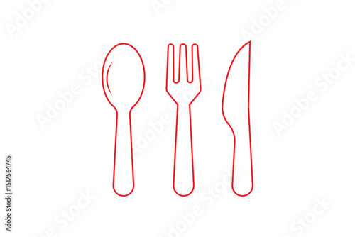 Cutlery vector icon . empty plate . fork, knife sign . black outline and filled version