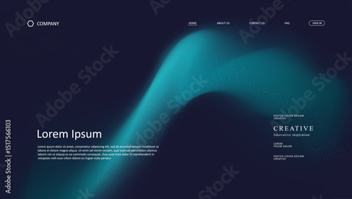 Abstract wave futuristic design of landing page. retro gradient mesh website design	