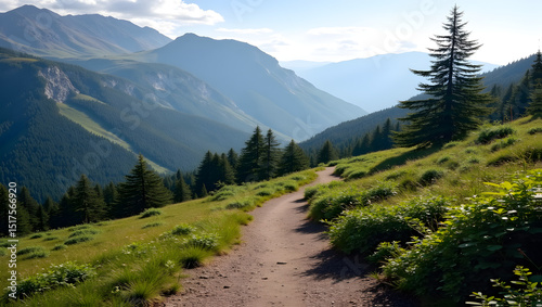 Serene hiking trails through scenic mountains