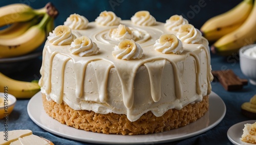 Banana cream cheese frosting cake decorating white