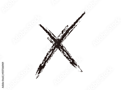 cross mark　brush stroke	