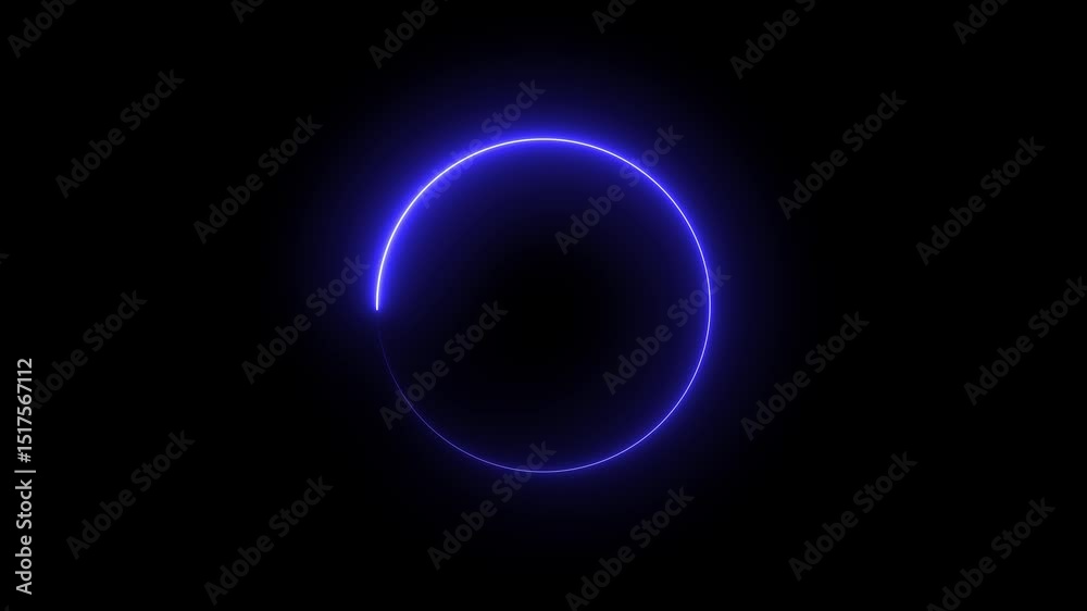 circle frame with loading icon animation glowing neon blue color circle rotation round sign symbol on black background circle frame with loading icon animation glowing neon blue color circle rotation round sign symbol on black background