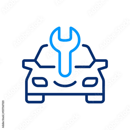 Car repair icon. Symbol of auto maintenance and service. Vector illustration. Editable stroke.
