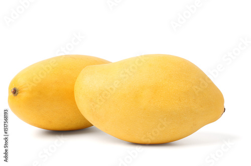 Ripe yellow 2 mangoes. isolated on white background.