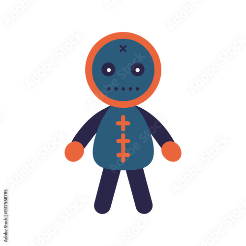 Flat and Minimal voodoo doll icon vector illustration on white 
