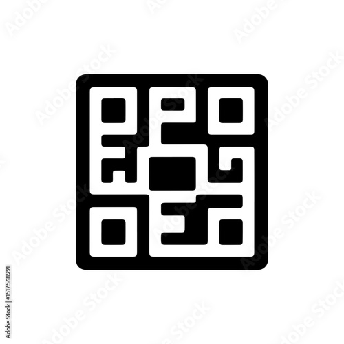 Black and White Outline Illustration of Business QR Code