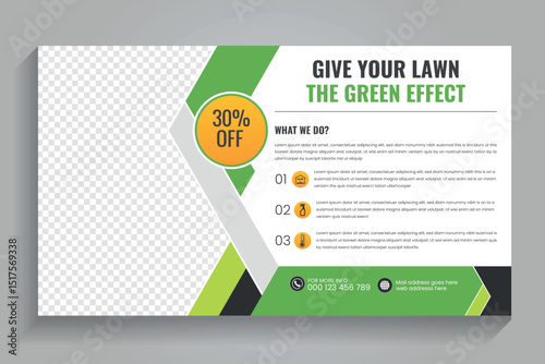 Agricultural and farming services web banner or social media post lawn gardening, Lawn care service web banner