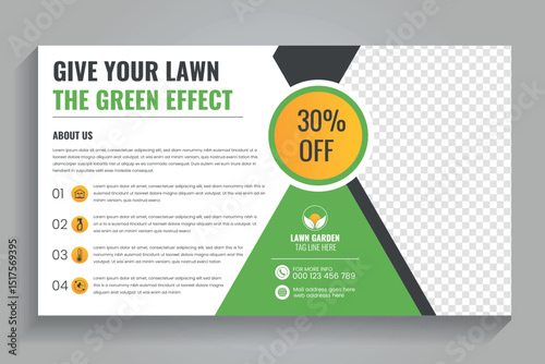 Agricultural and farming services web banner or social media post lawn gardening, video thumbnail design