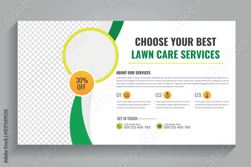 Agricultural and farming services web banner or social media post lawn gardening, video thumbnail design