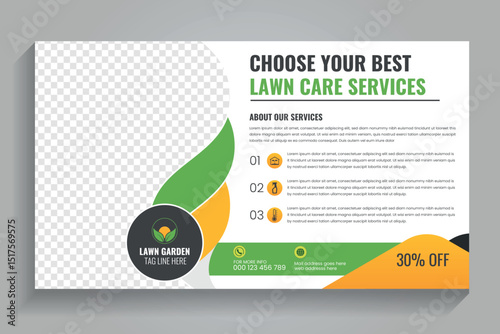 Agricultural and farming services web banner or social media post lawn gardening, video thumbnail design