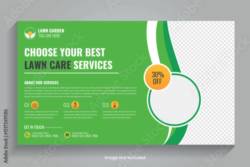 Agricultural and farming services web banner or social media post lawn gardening, video thumbnail design