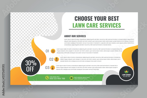 Agricultural and farming services web banner or social media post lawn gardening, Lawn care service web banner