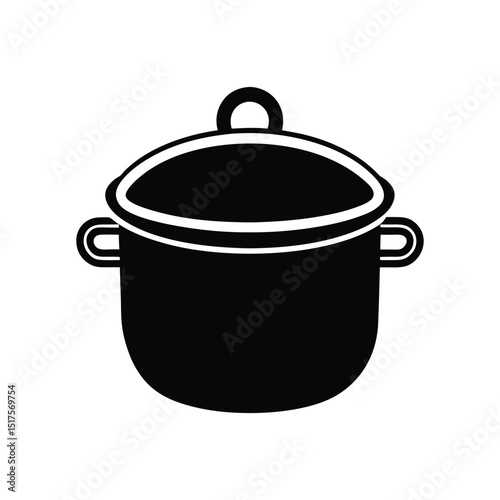 Flat and Minimal Cooking pot icon vector illustration on white