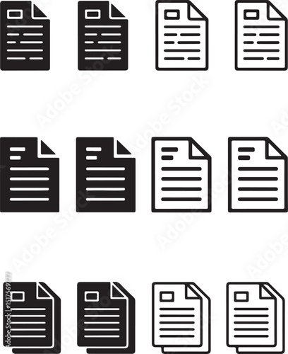 Icon Set with Varying Styles, Symbol on Transparent Background
