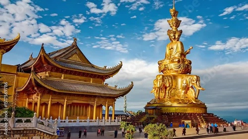 Aerial Time-lapse View of the Cloud Sea at the Golden Summit of Mount Emei
