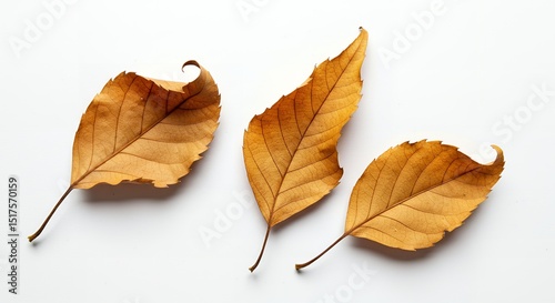 Trio of Dried Autumn Leaves - Warm Fall Colors and Natural Texture