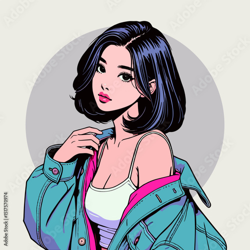 vintage lofi anime girl illustration artwork