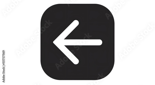 Left Arrow Sign Icon in Black and White Minimalist Style