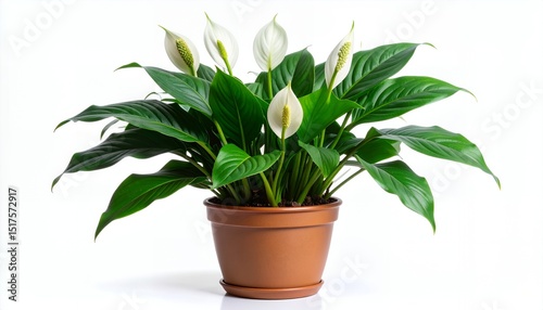 Elegant Peace Lily Plant (Spathiphyllum) in Terracotta Pot - Air Purifying Houseplant