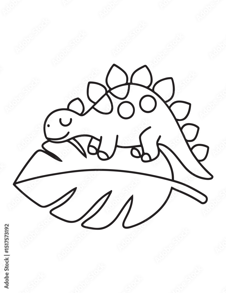 Fototapeta premium Cute dinosaur coloring book, cute dinosaur coloring page, line art, victor, illustration, black-white, dinosaur, coloring book, coloring pages, bold & easy, dinosaur coloring book, dinosaur coloring