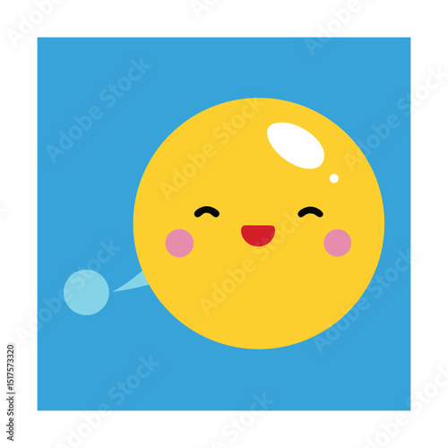 Emoticon Blowing Soap Bubbles in the Air