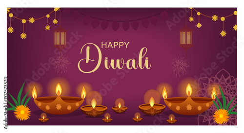 Happy Diwali Deepavali Vector Banner Collection - Festive Diyas, Sweets, Fireworks & Decor Graphics-01