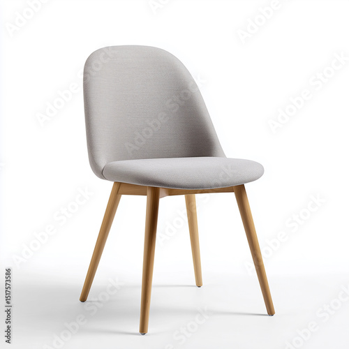 A Scandinavian-style dining chair with fabric seat