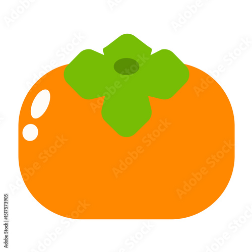 フルーツ　柿のシンプルアイコン　カラー〜Fruits Persimmon simple icon color〜
