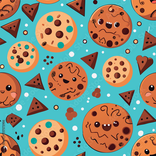 Vector illustration of a Cute Cookie Pattern Design.