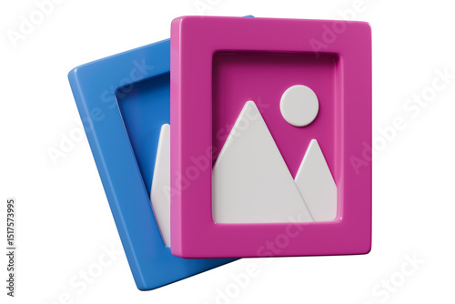 Obraz na plátně 3d Photo image frame icon isolated on white background