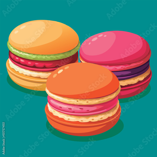 Vector illustration of a Colorful macarons displayed beautifully.