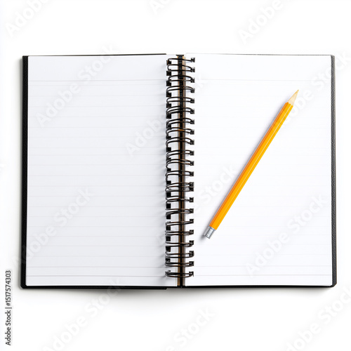 A spiral notebook with open blank pages
