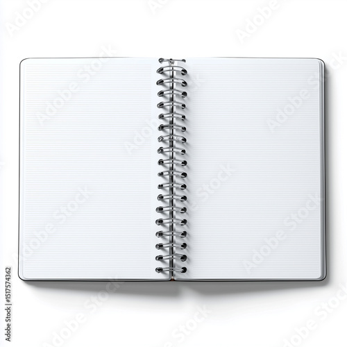 A spiral notebook with open blank pages