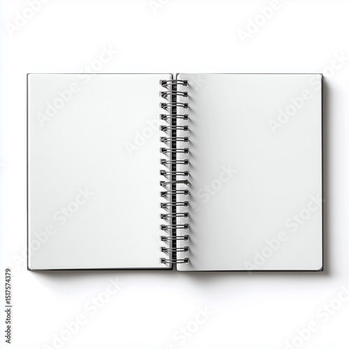A spiral notebook with open blank pages