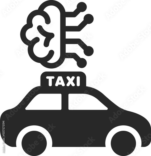 Solid AI-powered taxi icon used in autonomous vehicle and smart transport systems.
