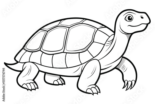 Cartoon turtle illustration in black and white perfect for coloring pages