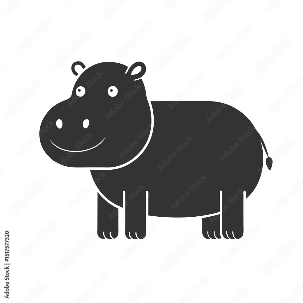 Obraz premium Hippo Silhouette Flat Illustration Simple Wildlife Animal Vector in Flat Style