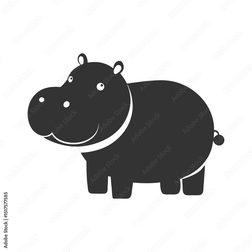 Obraz premium Hippo Silhouette Flat Illustration Simple Wildlife Animal Vector in Flat Style