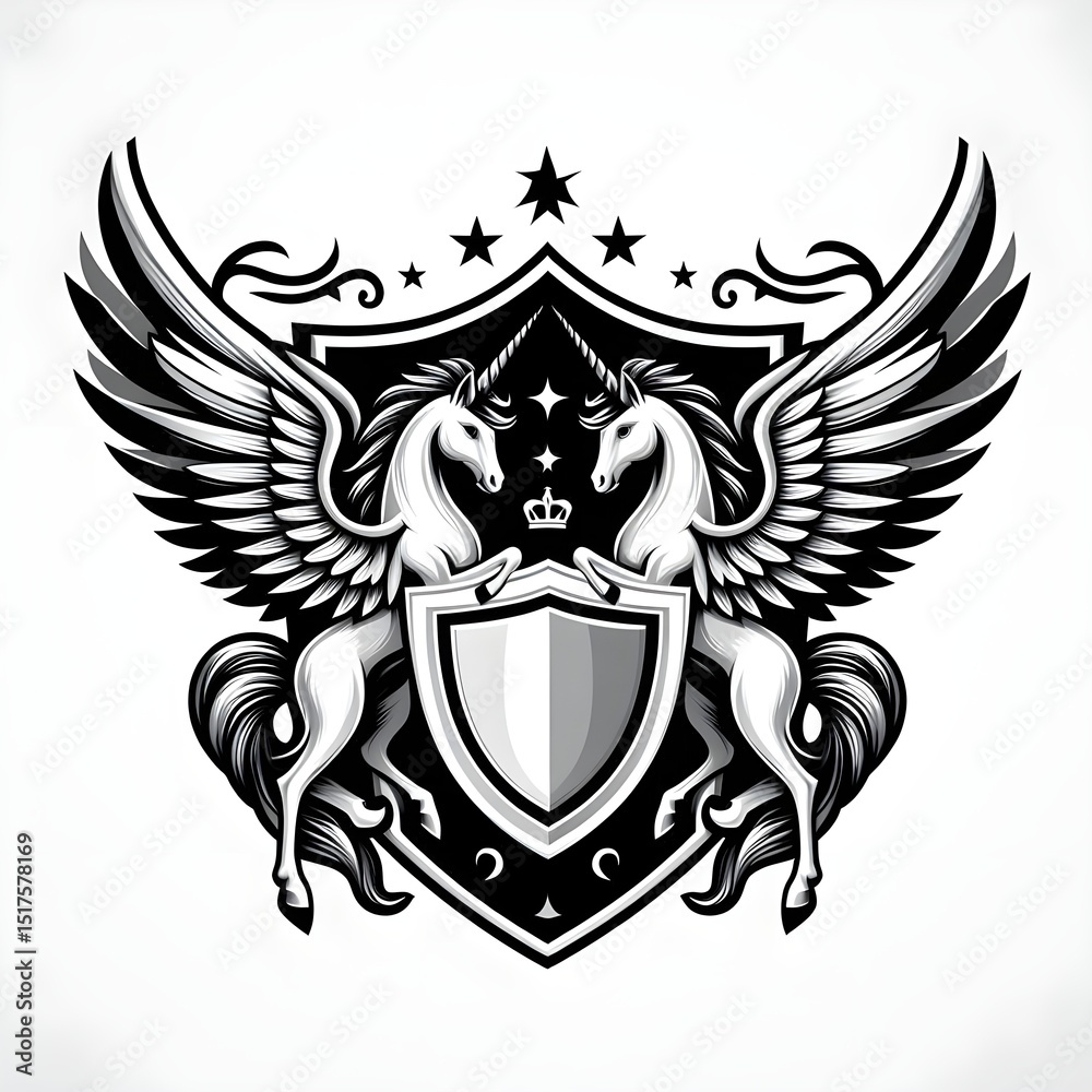 Fototapeta premium horse and lion emblem