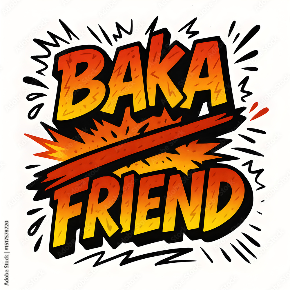 Naklejka premium Baka not friend writing with a vibrant explosion canceling friendship
