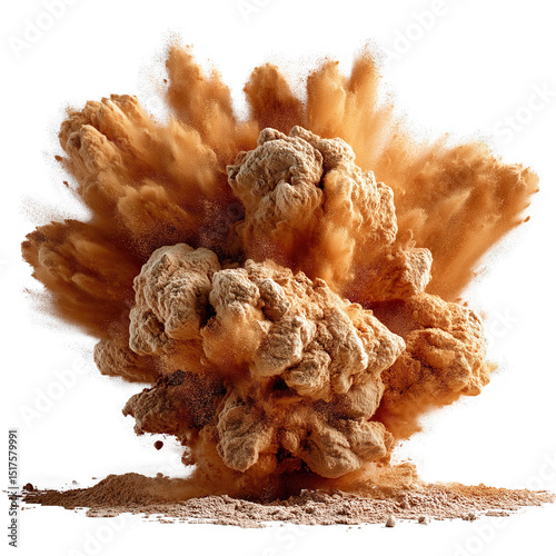 Dust Powder Explosion Isolated on White Background – Dynamic Dust Burst photo