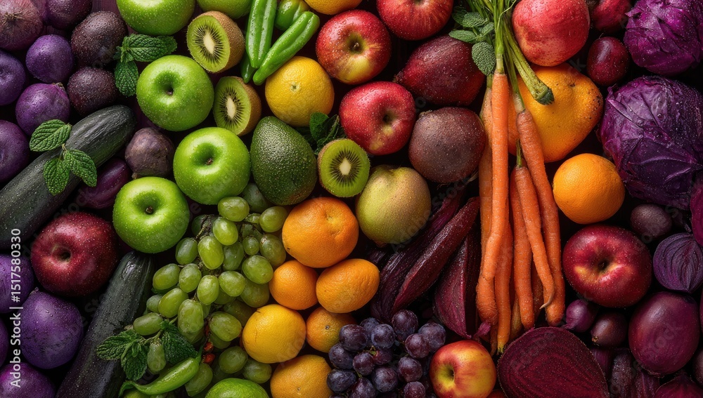 Colorful array of fresh fruits and vegetables (2) Colorful array of fresh fruits and vegetables (2)