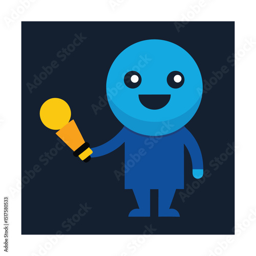 Emoticon Holding a Flashlight in the Dark