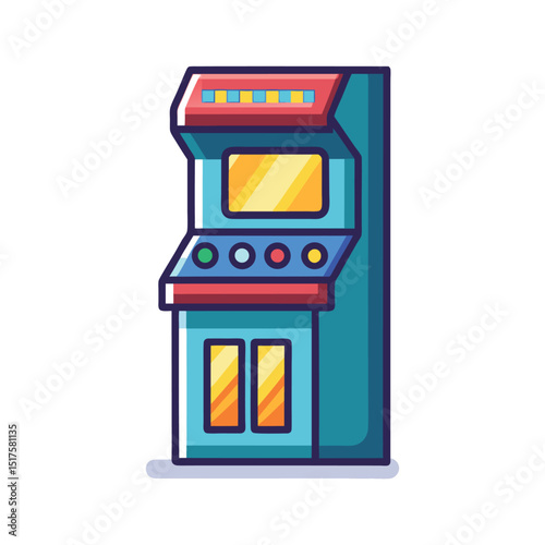 Flat and Minimal Arcade game machine icon vector illustration isolated on white background 