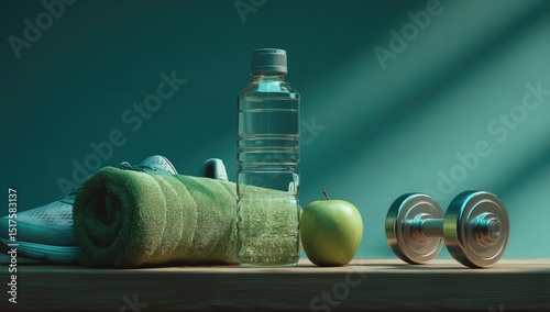 Gym essentials on a wooden surface
