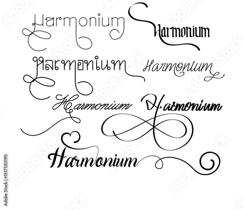 Melodic Calligraphy Alphabet for Harmonium Music Logos