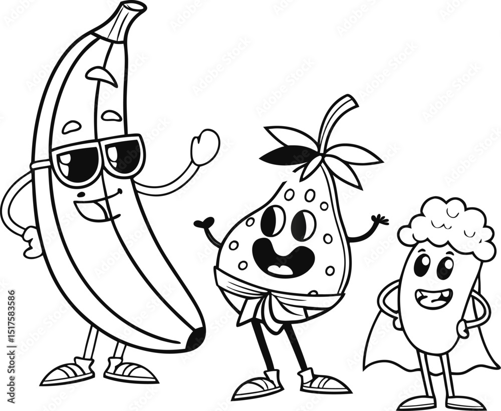 Fototapeta premium Funny Christmas cartoon illustration of a dog and cat with Santa Claus and his reindeer, plus farm animals like a cow and horse